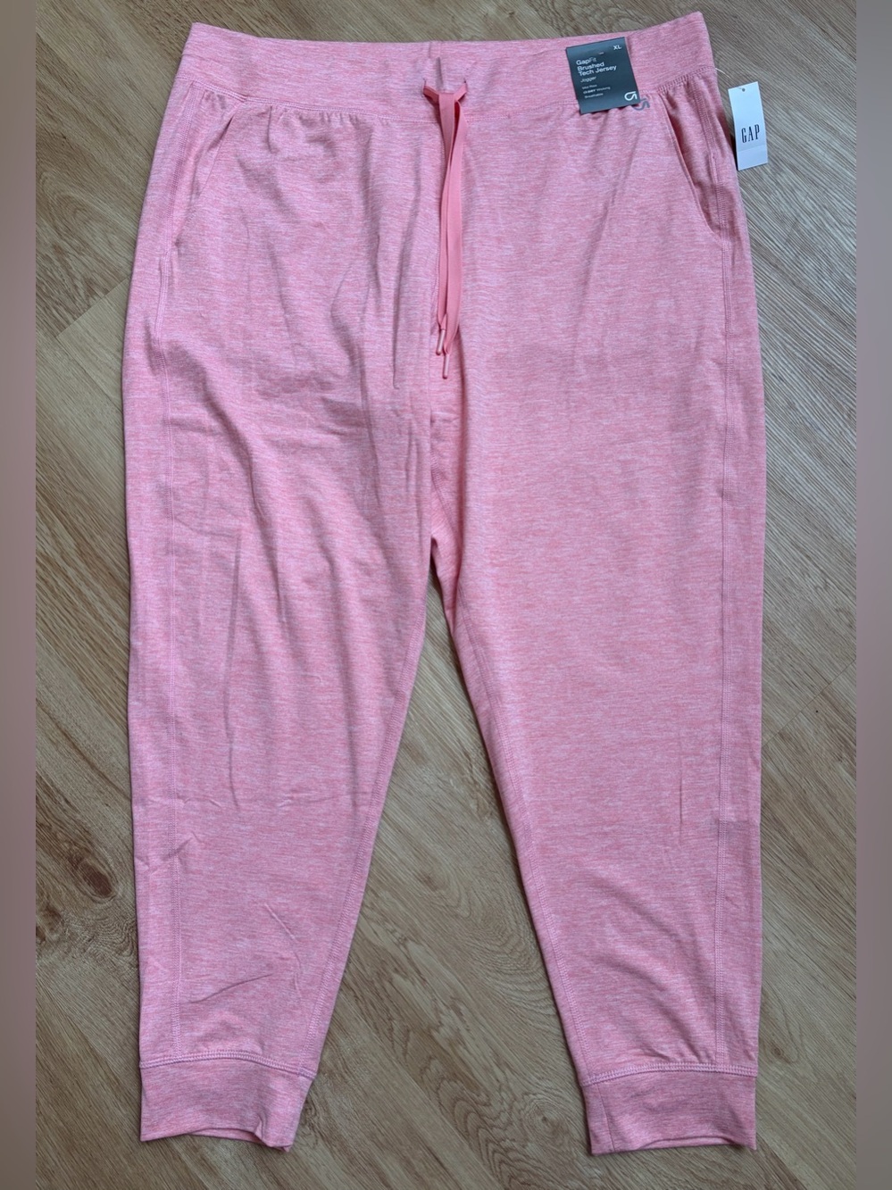 New GAP Joggers Pink Brushed Tech Jersey Pants Sweatpants Drawstring GapFit XL